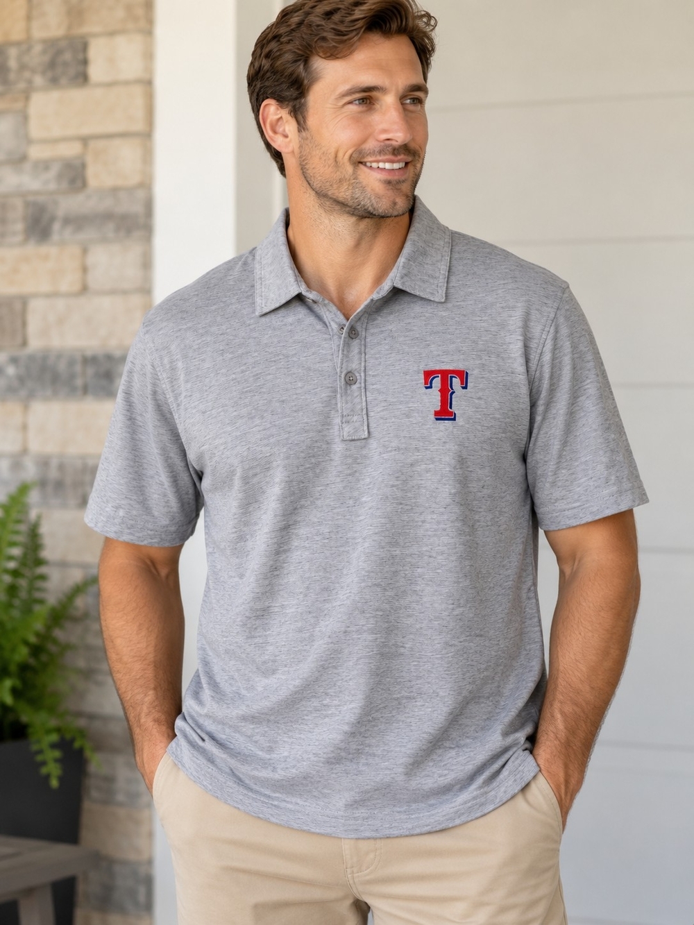TravisMathew Texas Rangers Playoff Pitch Polo Shirt Grey Performance Size L
